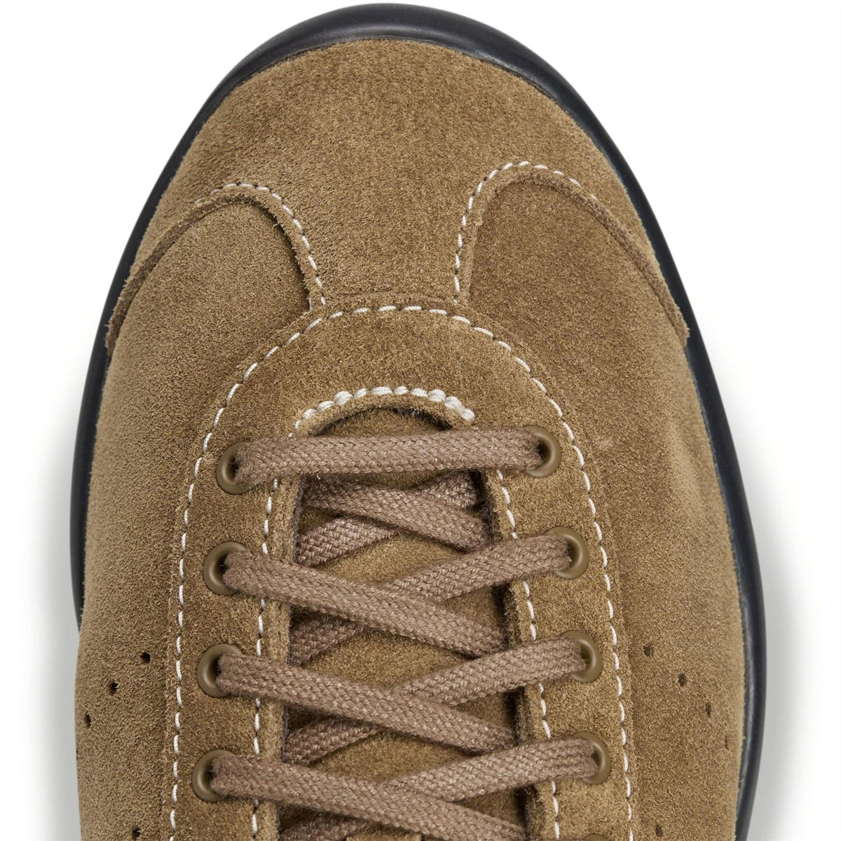 adidas Originals sneaker toe detail, lace-up suede upper with stitched overlays