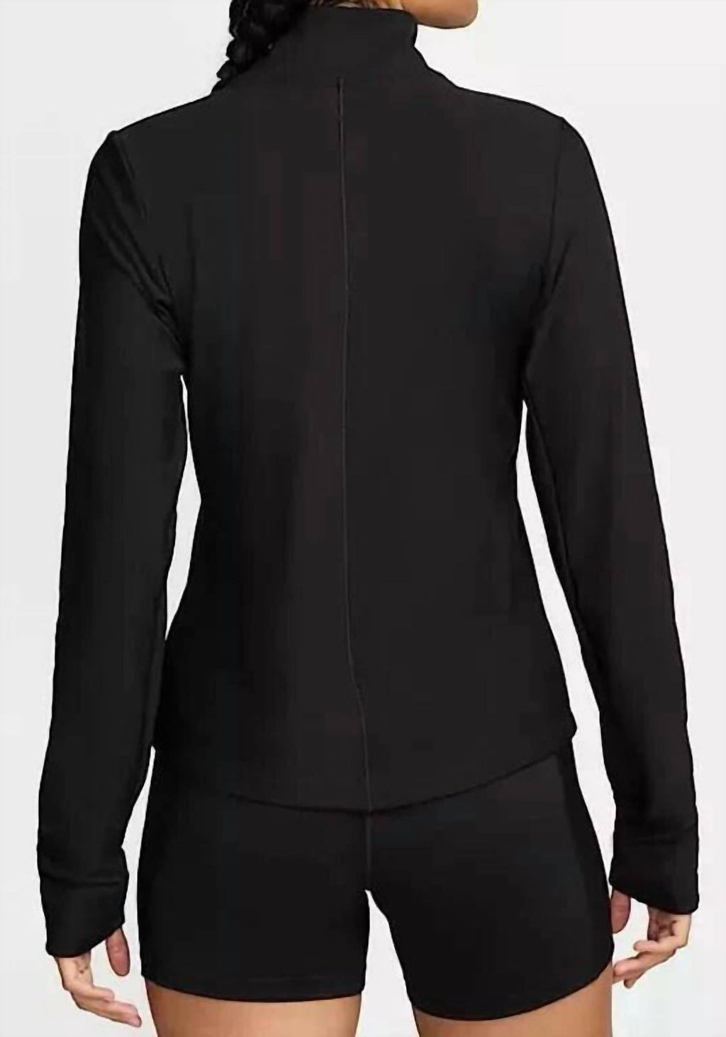 Women's One Ribbed Full Zip Mid Layer Top In Black