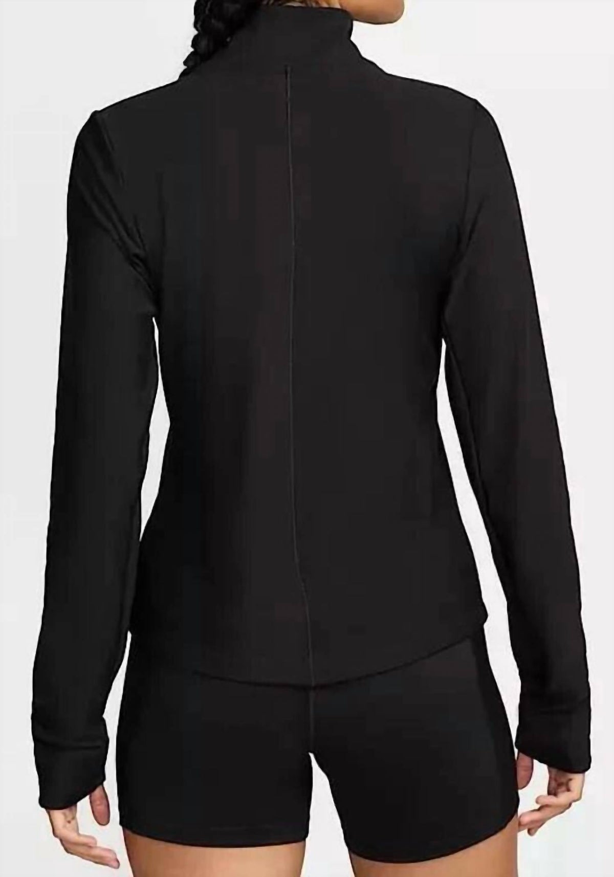 Women's One Ribbed Full Zip Mid Layer Top In Black