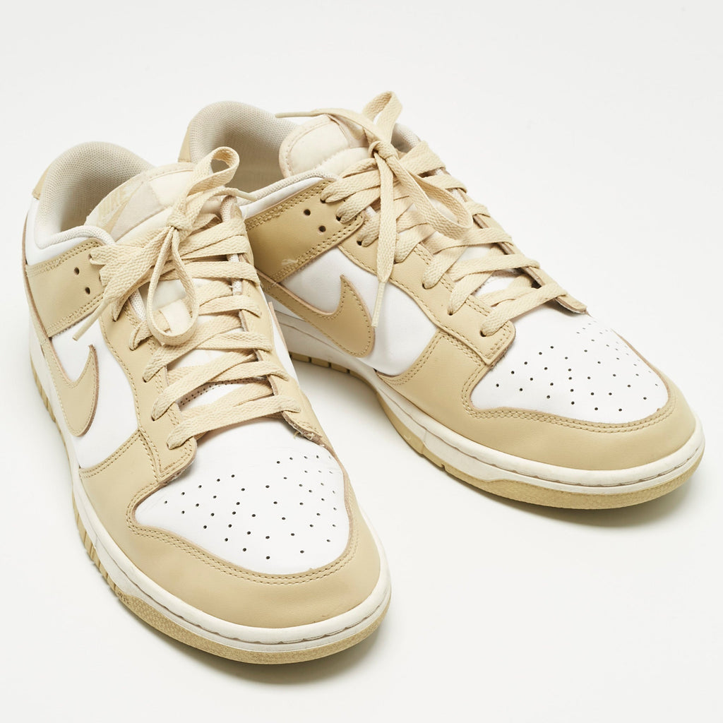 Nike Beige/white Leather Dunk Low Team Gold Sneakers
