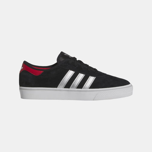 adidas Originals Adi Ease black sneakers with white 3-stripe branding and red heel tab