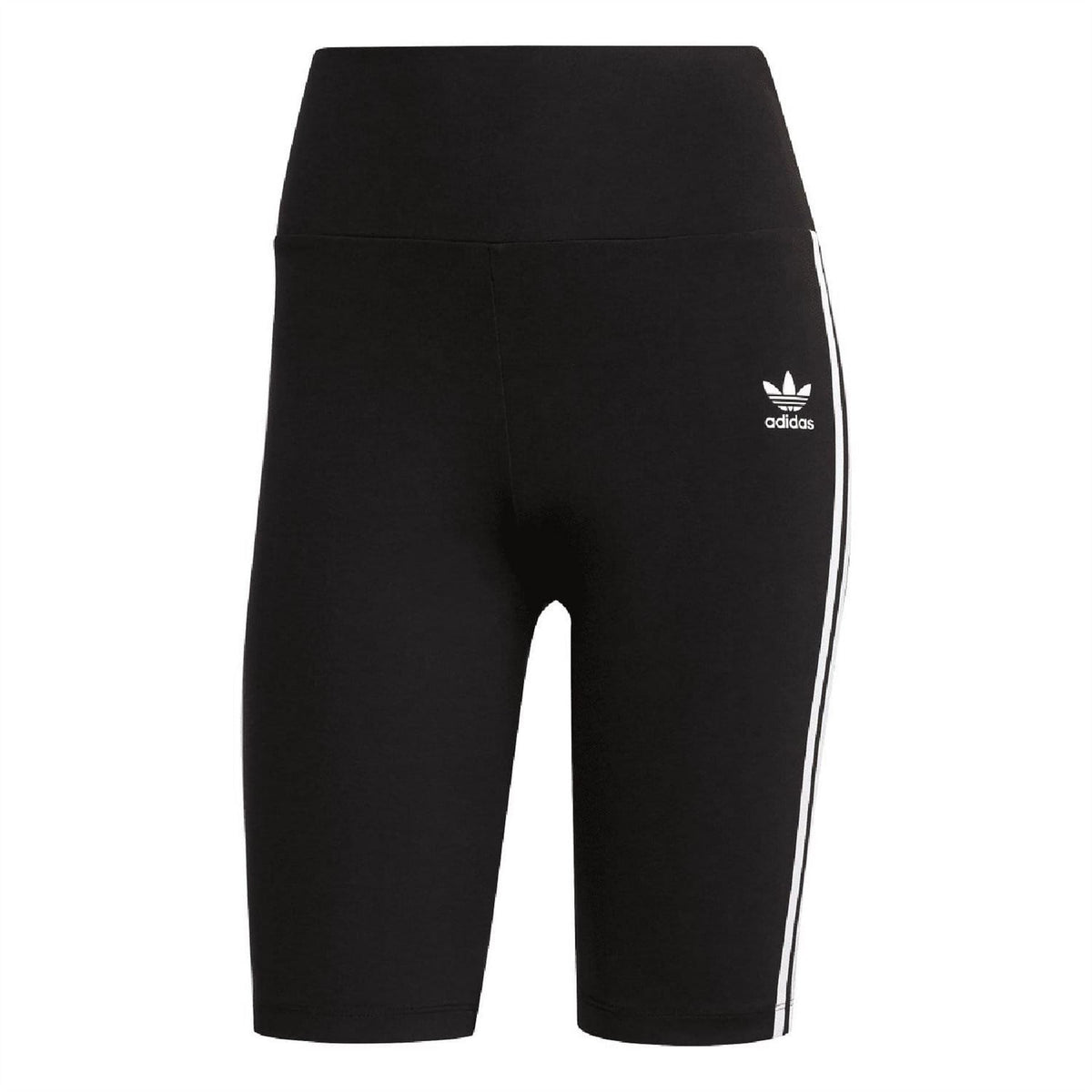 adidas women's high-waisted short tights, black with side stripe and small logo