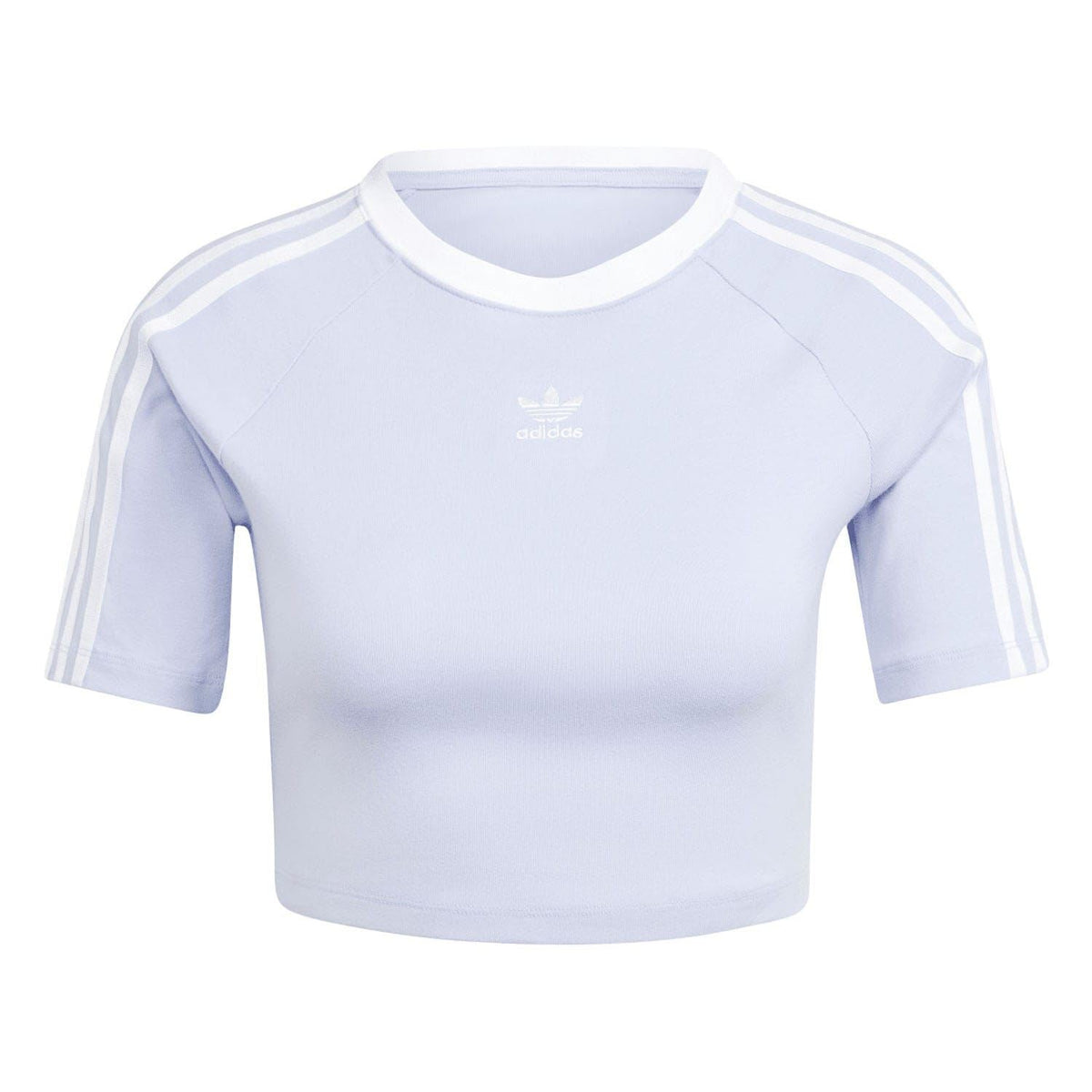 Light blue baby Adidas Originals t-shirt front with crew neck and adidas logo