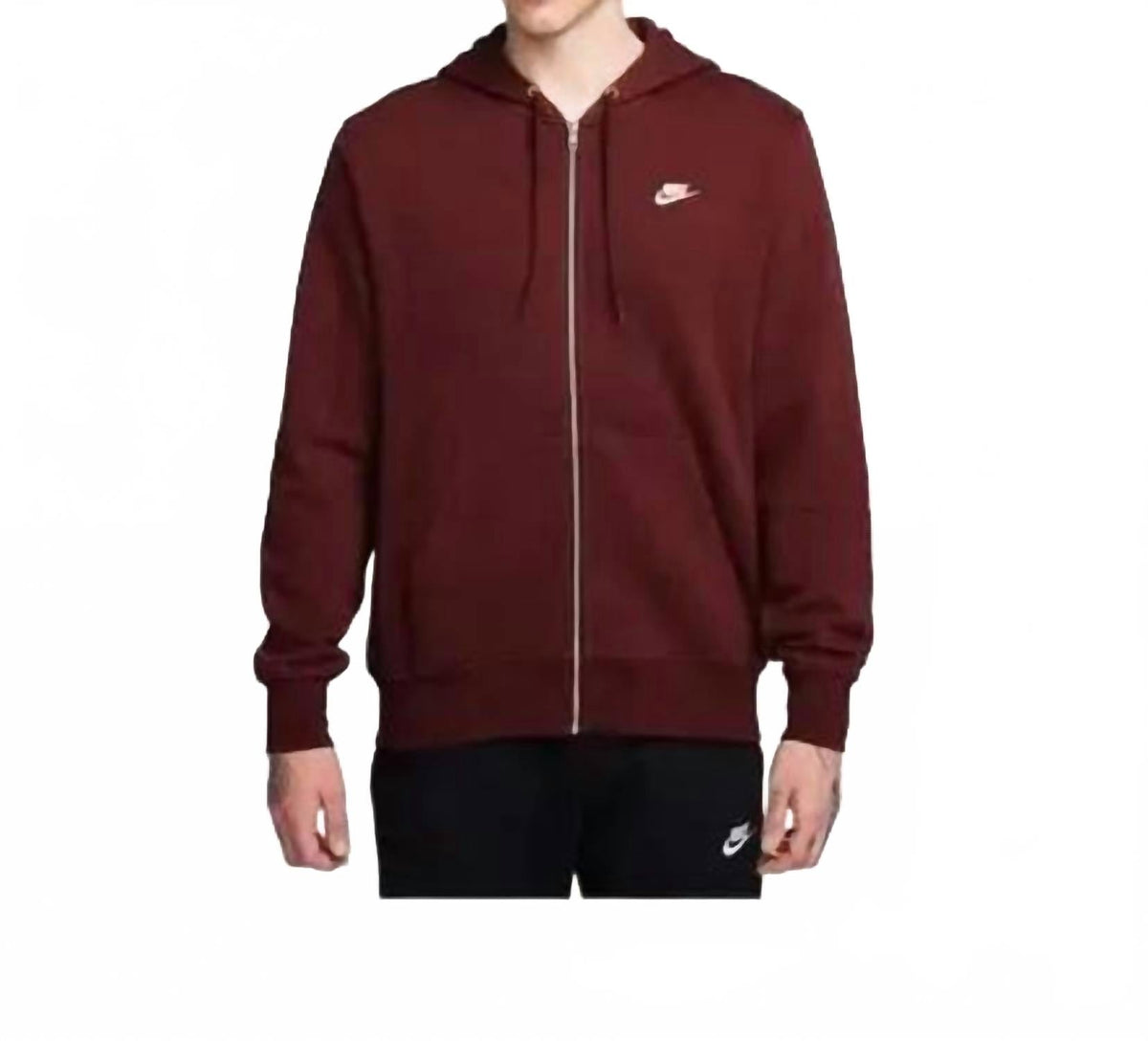Men's Full-Zip Fleece Hoodie In Burgundy