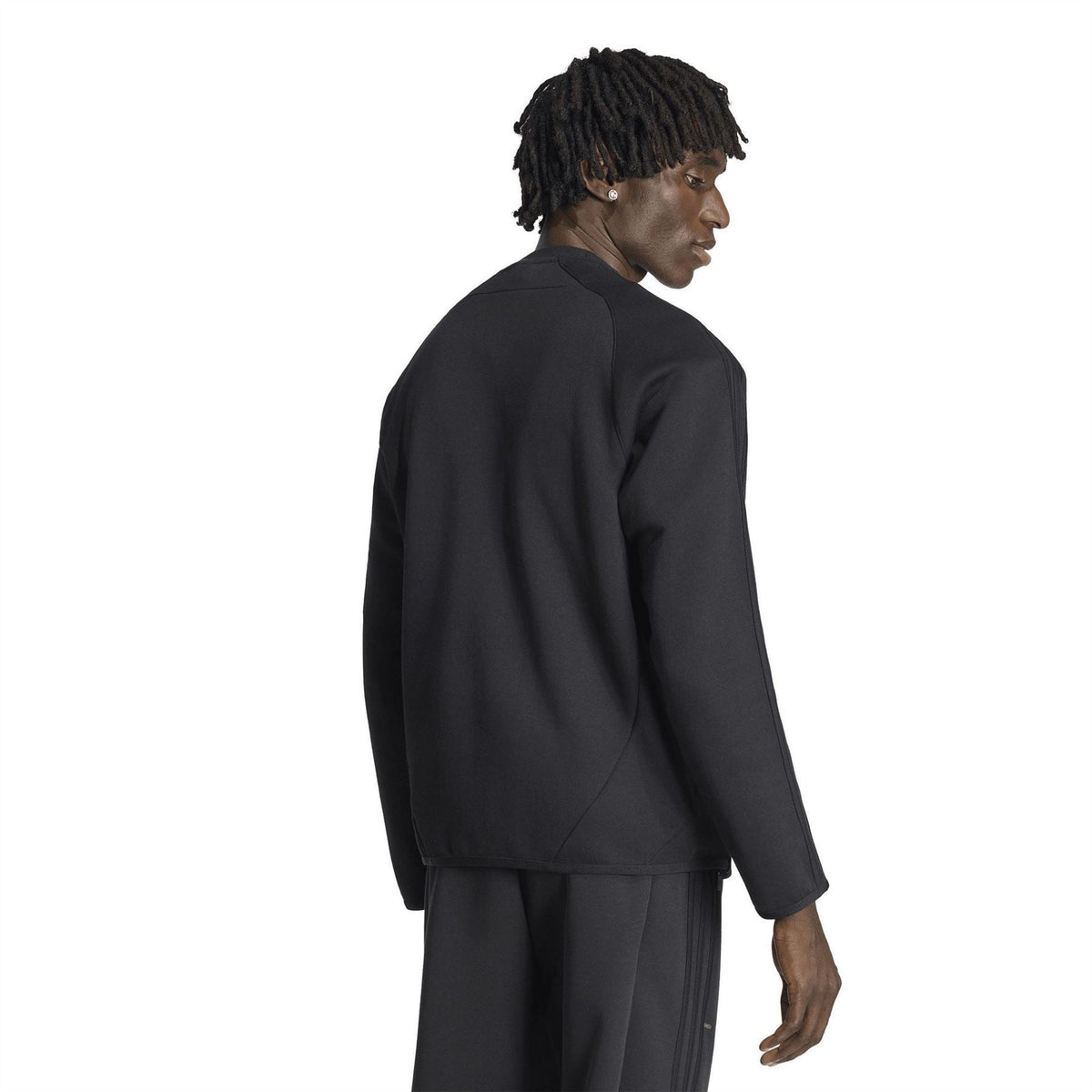 Black adidas Originals crew-neck sweater, long sleeves, plain back view