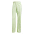 Light green track pants with elastic waistband and side stripe detail