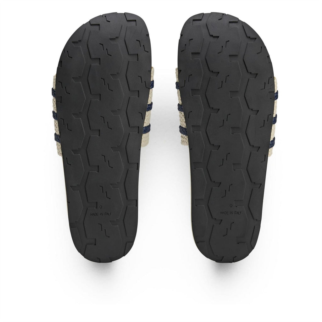 Adilette slides outsole with black rubber tread pattern
