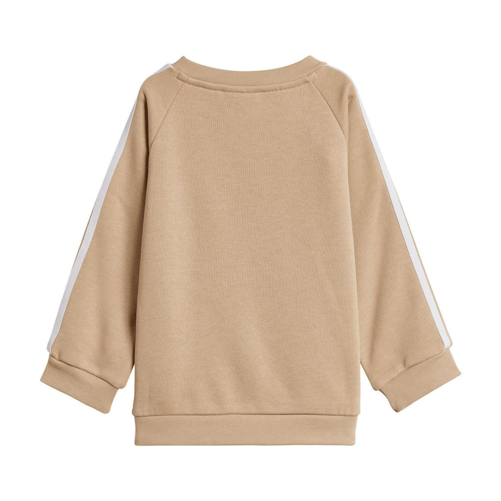 Beige infants adidas Originals crewneck top with striped side panels