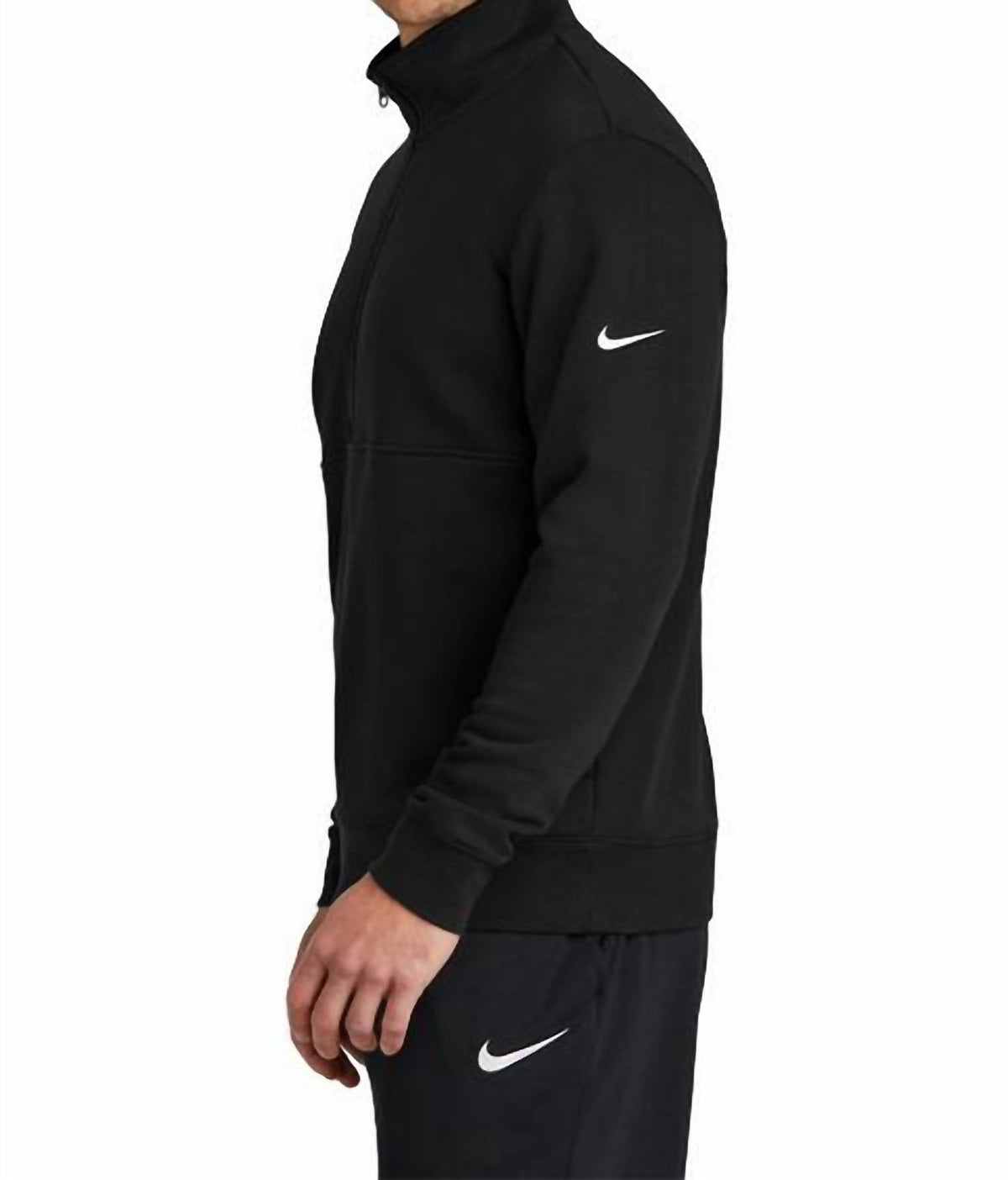 Club Fleece Sleeve Swoosh 1/2 Zip Pullover In Black