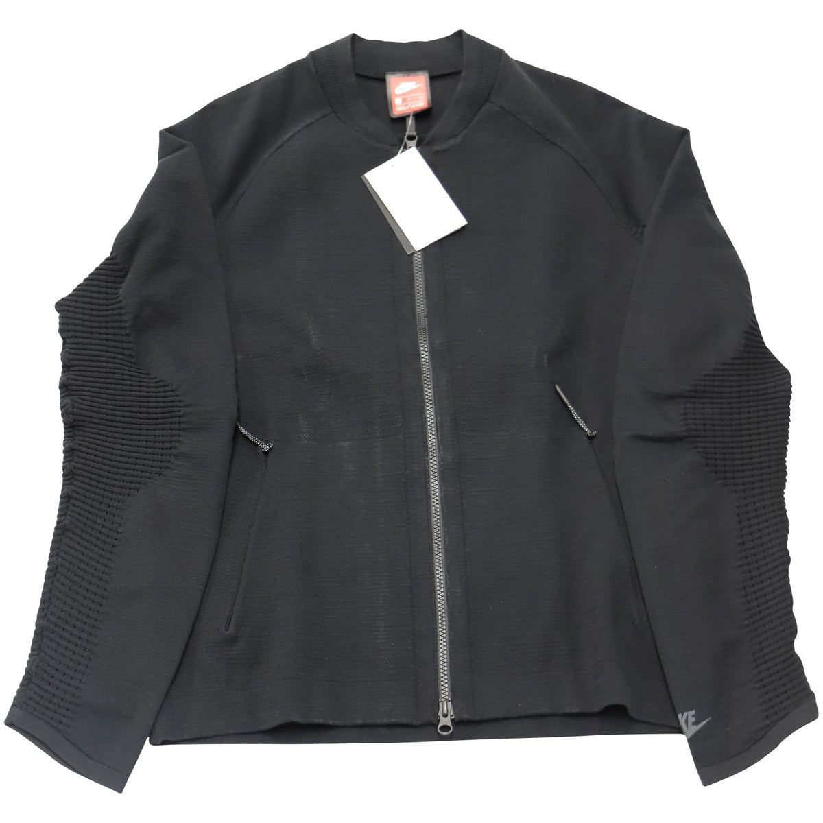 Nike Tech Knit Bomber Jacket in Black Nylon