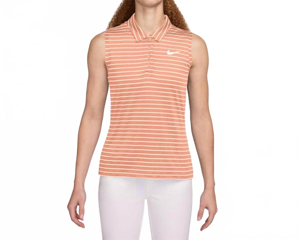 Women's Dri-Fit Victory Sleeveless Striped Polo In Apricot