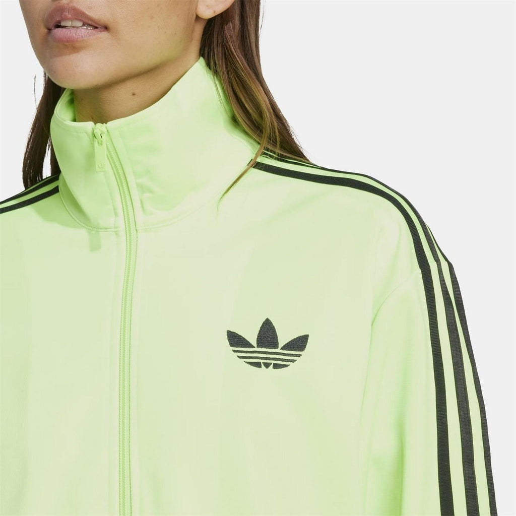 adidas Originals Classic Firebird loose track top sweatshirt in black with ribbed cuffs and embroidered logo, front view
