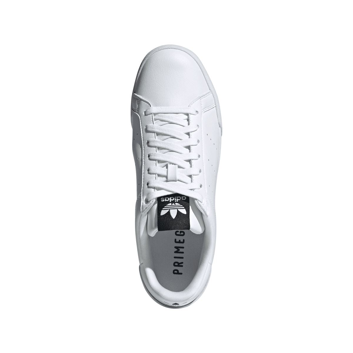 White adidas Originals Court Tourino trainer, lace-up front, cushioned collar, logo tongue label.
