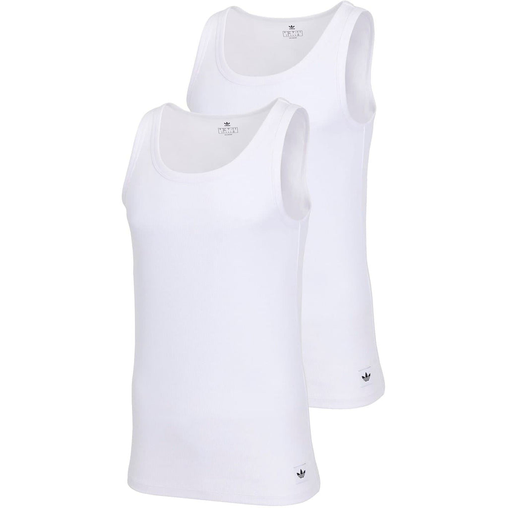 White cotton tank top 2-pack with ribbed scoop neck and small logo at hem