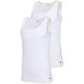 White cotton tank top 2-pack with ribbed scoop neck and small logo at hem