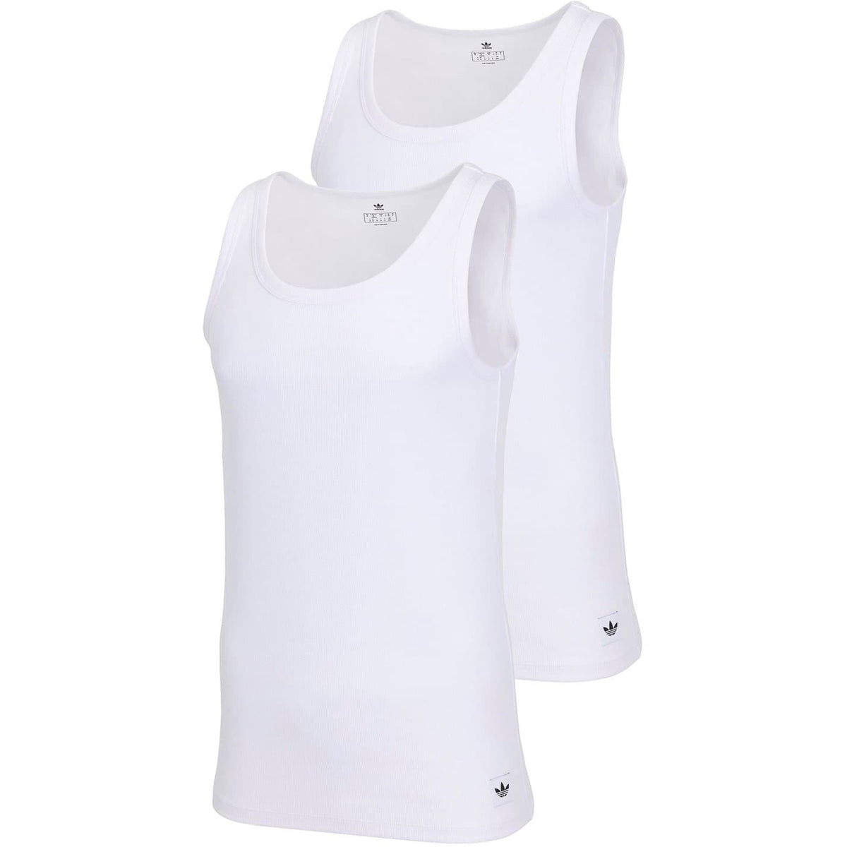 White cotton tank top 2-pack with ribbed scoop neck and small logo at hem