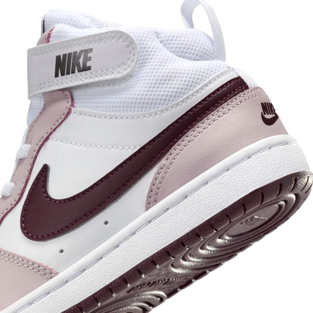 Nike Court Borough Mid 2 White / Burgundy Crush  CD7783-118 Pre-School
