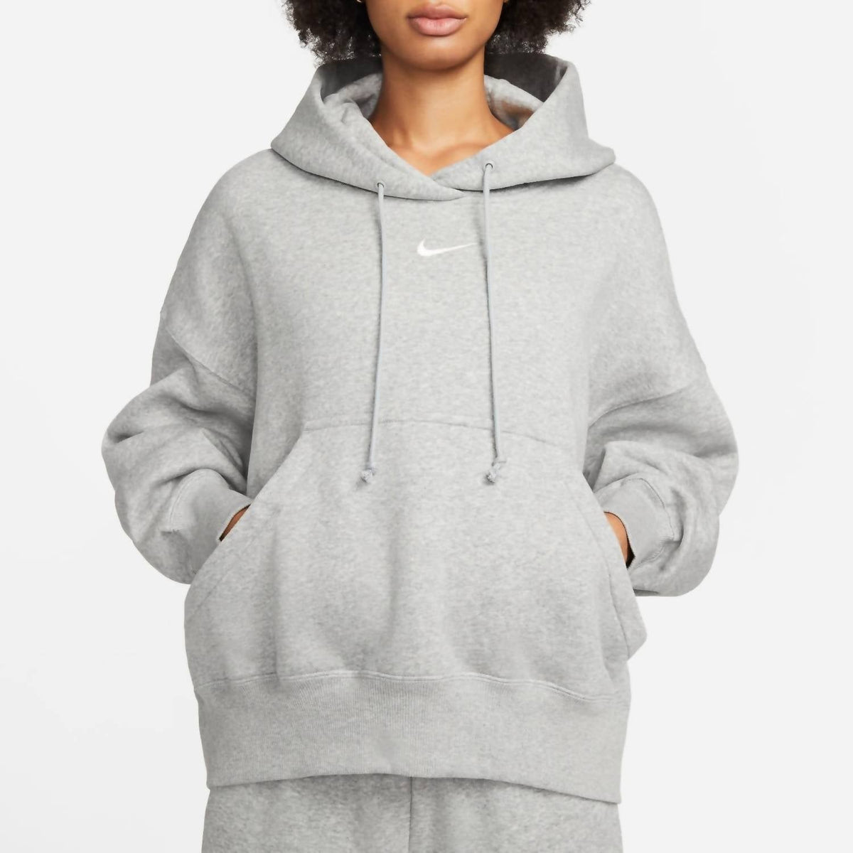 Phoenix Fleece Pullover Hoodie In Dark Heather Grey/white