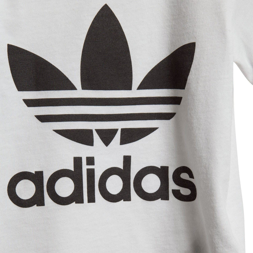 Infants' adidas Trefoil and adidas wordmark on white T-shirt