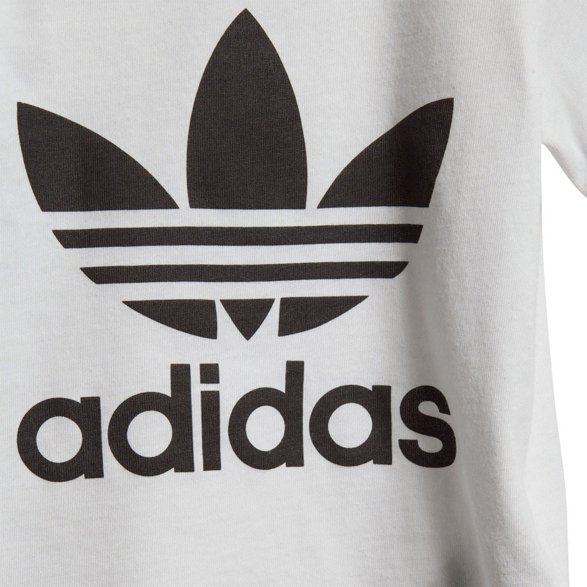 Infants' adidas Trefoil and adidas wordmark on white T-shirt