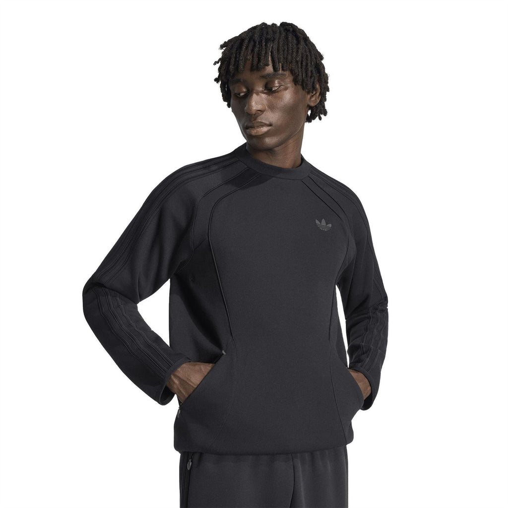 Black adidas Originals crew-neck sweater with trefoil logo and long sleeves