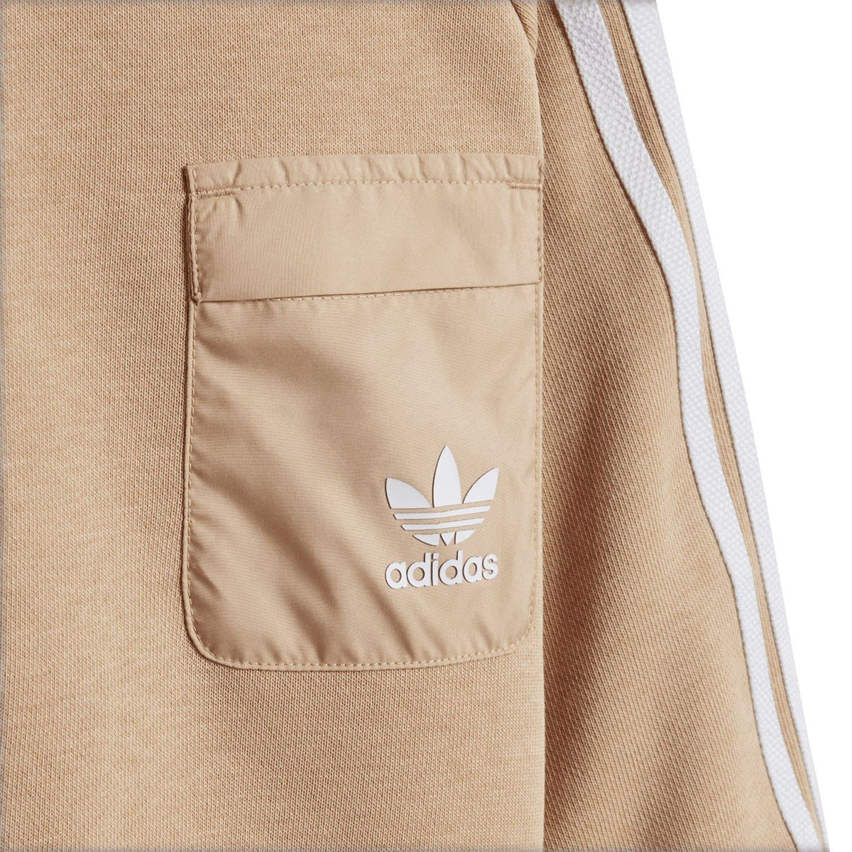 Beige adidas Originals crewneck logo pocket with three-stripe detail