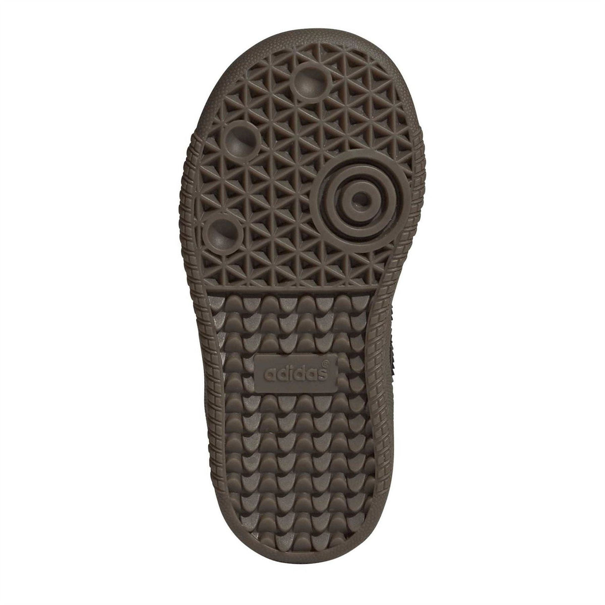 Adidas Originals Samba sneakers outsole, dark rubber tread with circular traction pods
