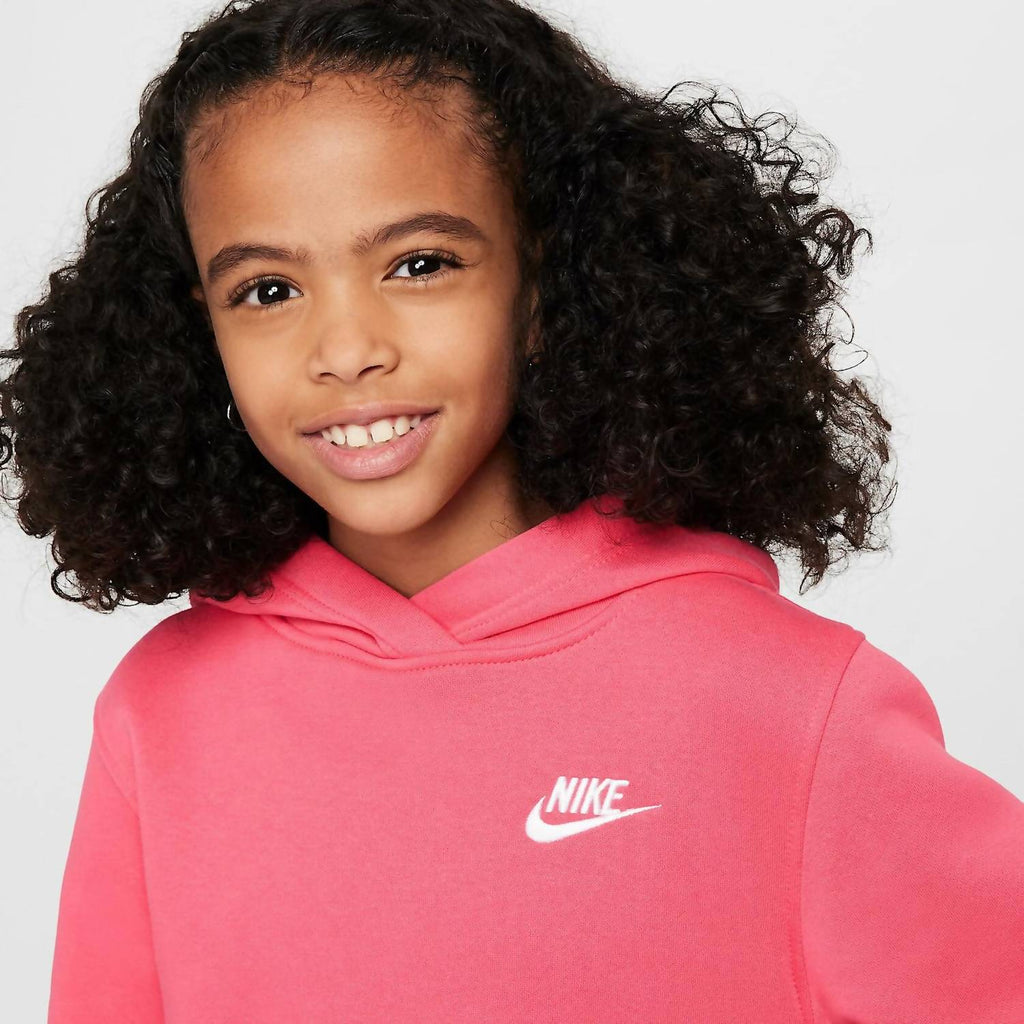 Sportswear Club Fleece Pullover Hoodie In Aster Pink/white