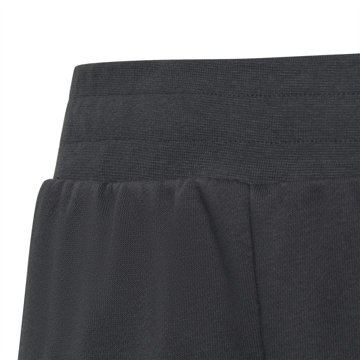 Dark grey joggers waistband with elastic waistband and ribbed cuff