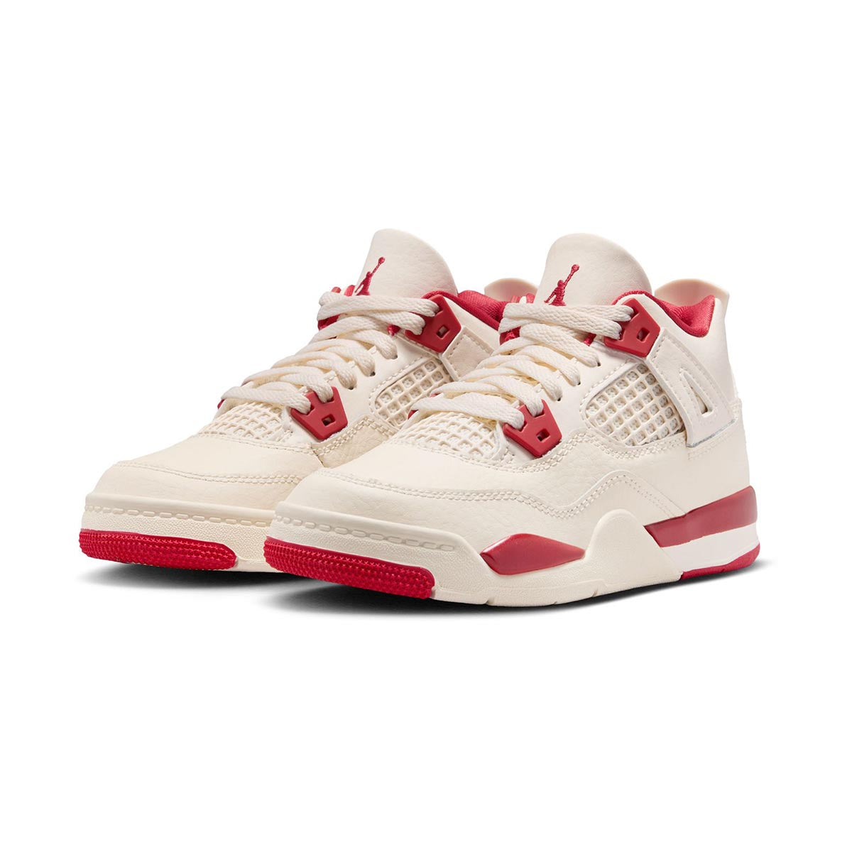 Little Kids Jordan 4 Retro Valentine_Pale Ivory/Sierra Red AJ4