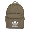 Olive adidas Originals Adicolor backpack with front zipper and white trefoil logo