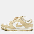 Nike Beige/white Leather Dunk Low Team Gold Sneakers