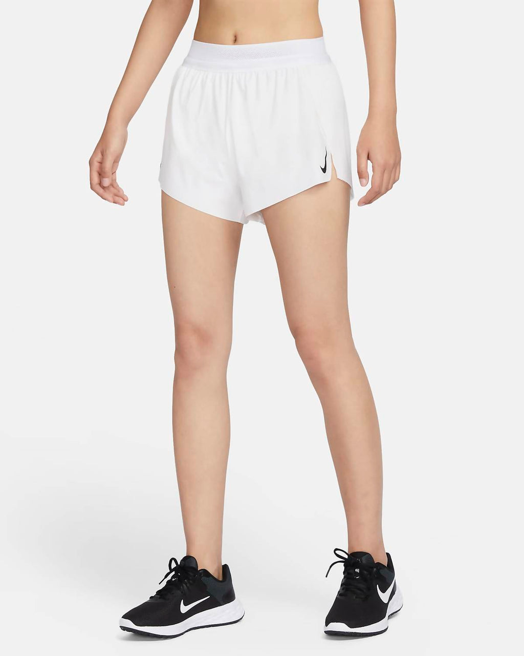 Mid-Rise Brief-Lined Shorts In White/black