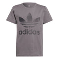 Grey junior T-shirt with large adidas Originals Trefoil graphic on the front.