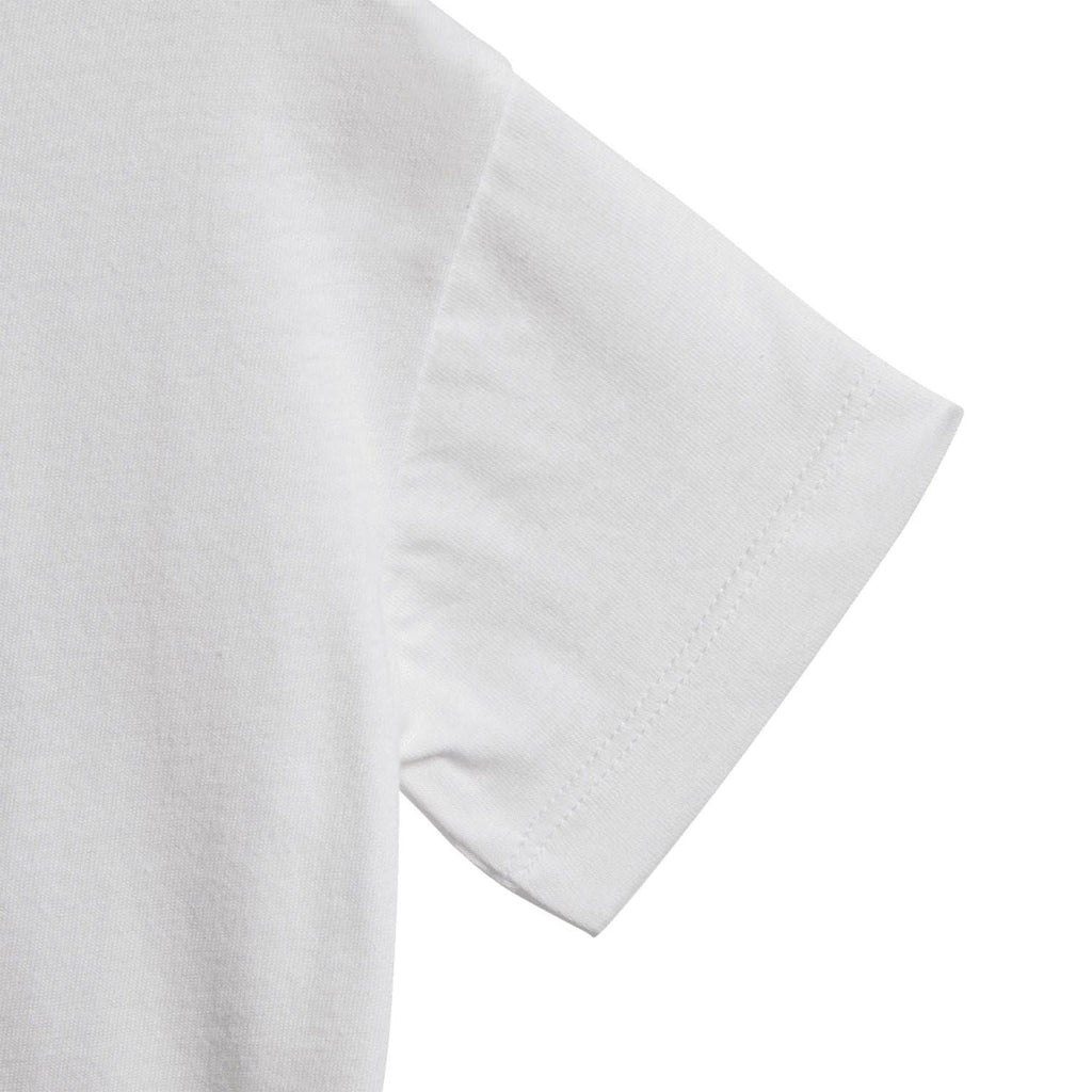 Infants' white T-shirt sleeve with stitched hem