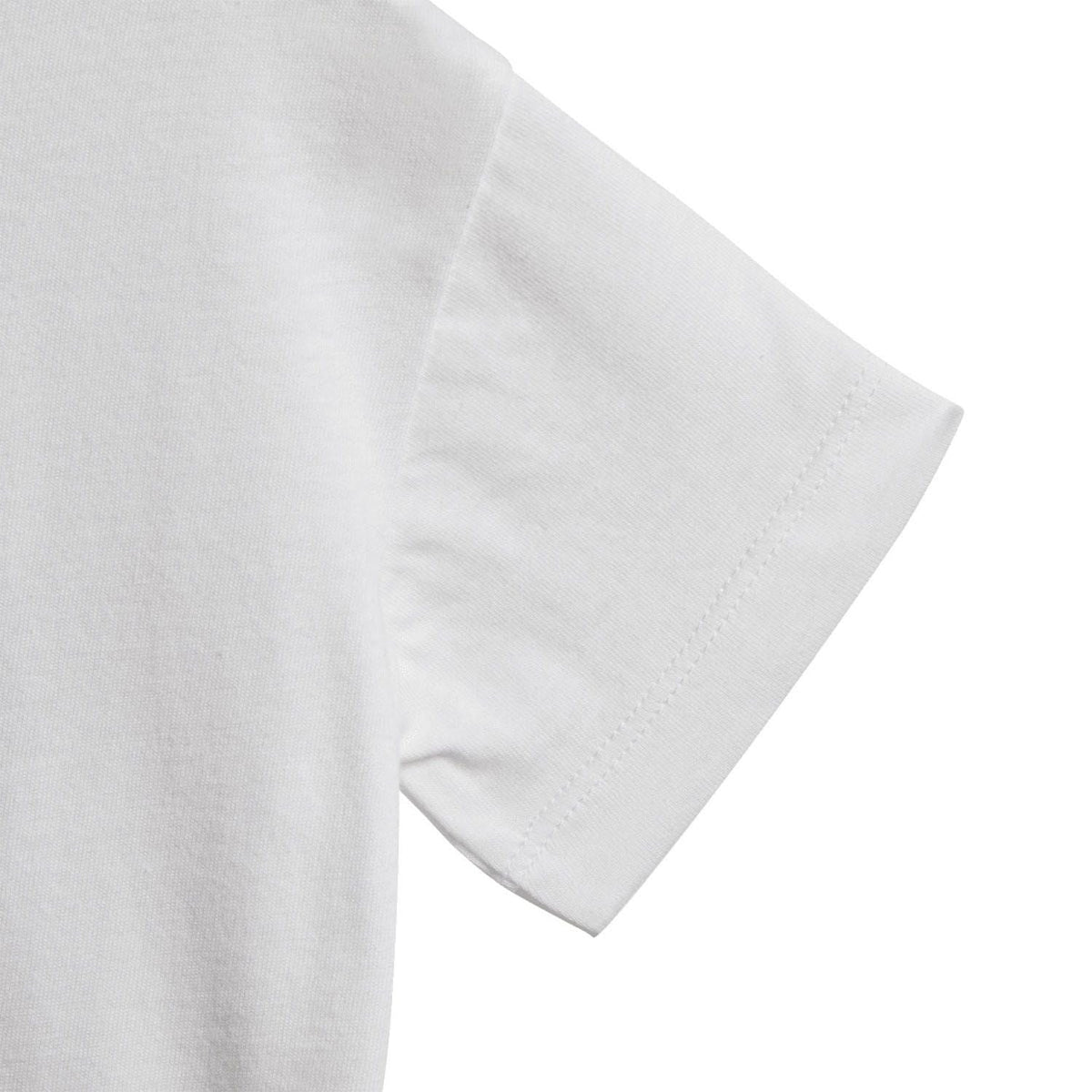 Infants' white T-shirt sleeve with stitched hem
