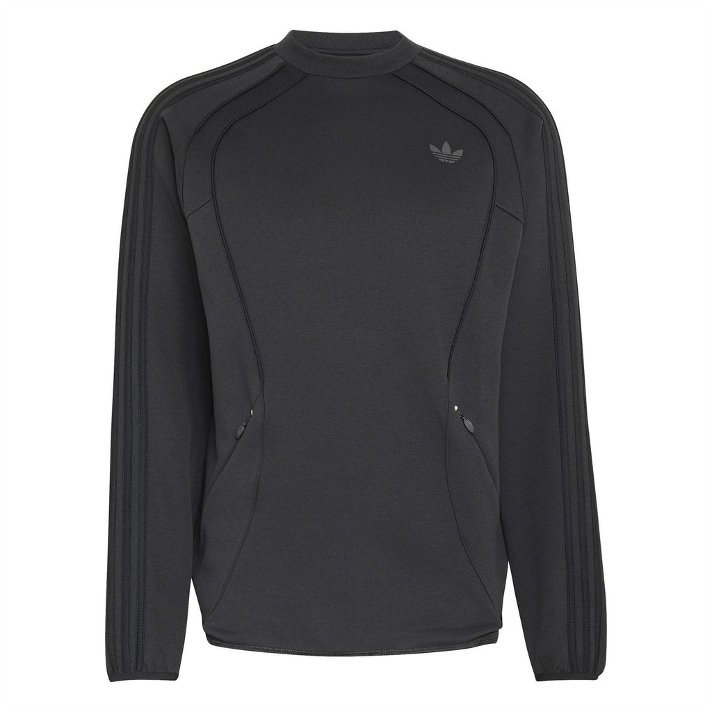 Black adidas Originals crew-neck sweater with ribbed collar and small trefoil logo