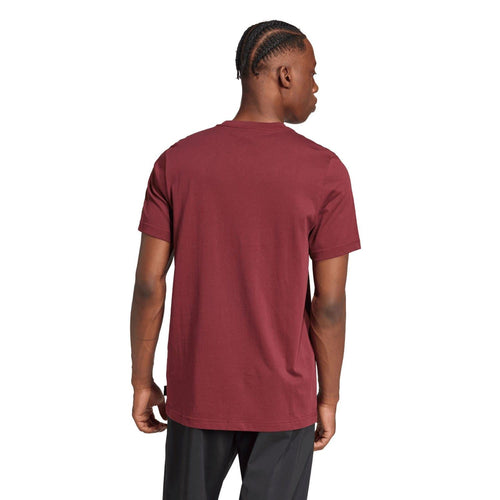 Maroon crew-neck T-shirt, back view