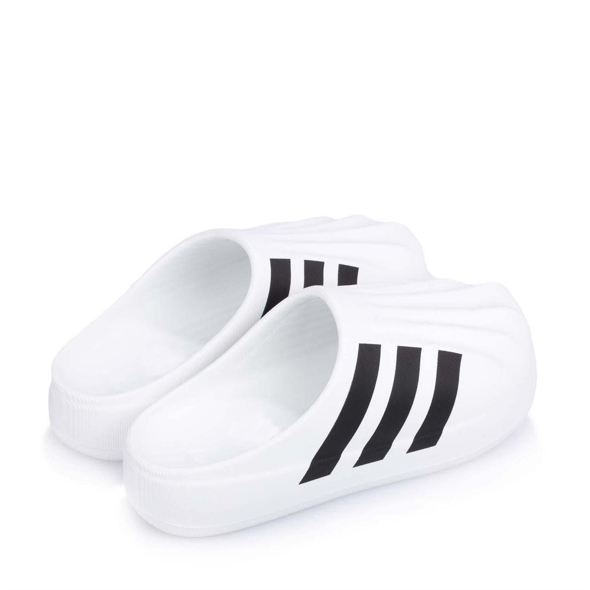 adidas Originals Superstar Mule shoes, white slip-on with black triple-stripe branding