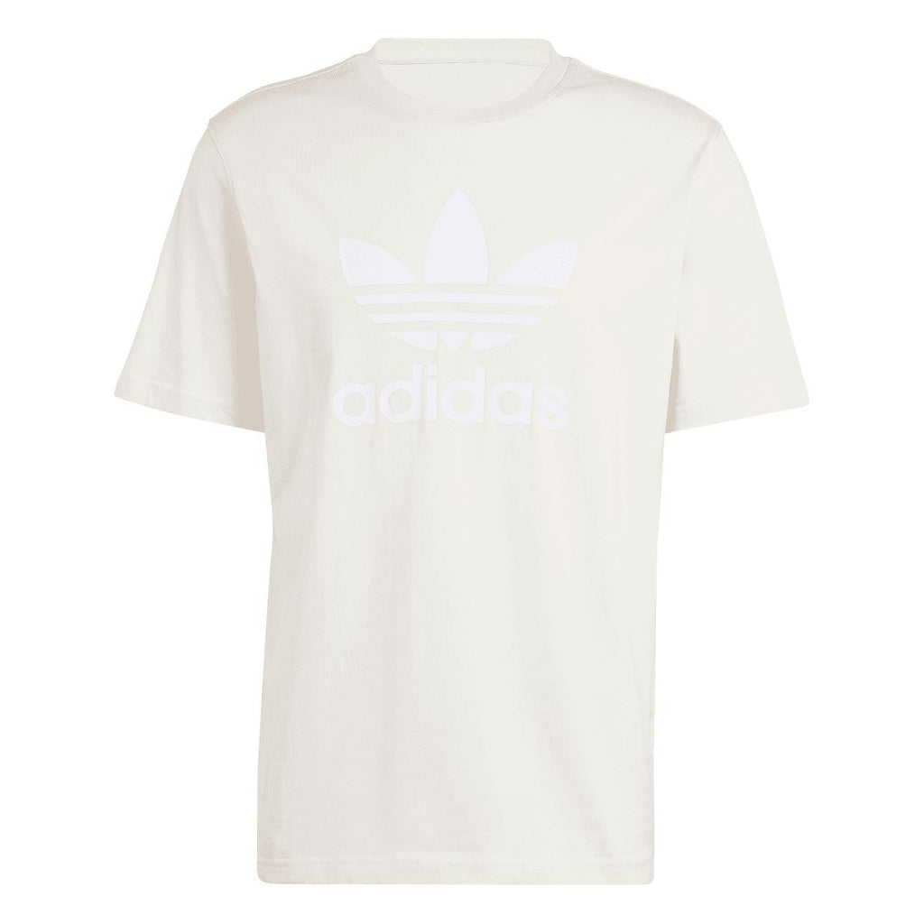 White crewneck adidas Trefoil graphic T-shirt, short sleeves
