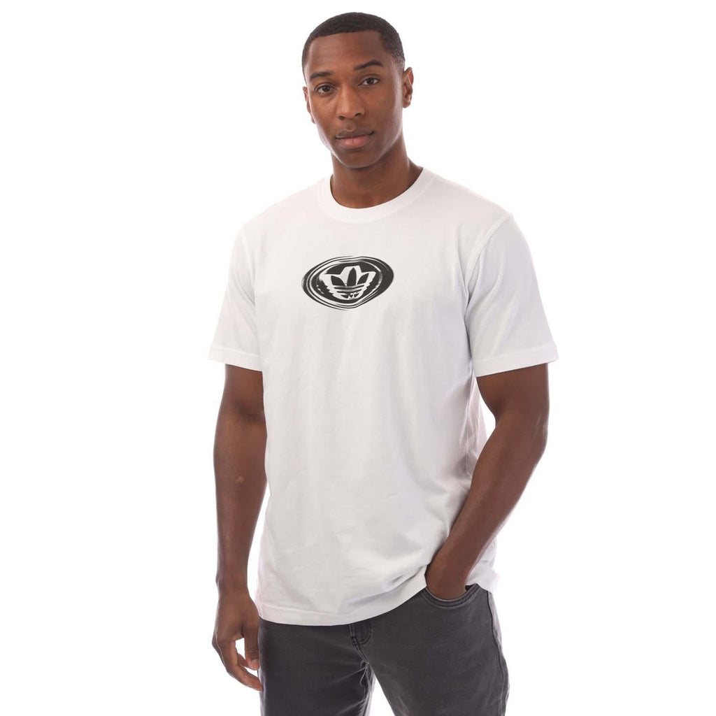 White adidas Originals Campus T-shirt with black graphic logo on chest