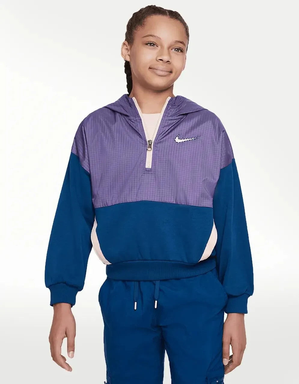 Boys Nike Outdoor Play Hoodie Purple Fleece 1/2 Zip Long Sleeve Pullover GBO44