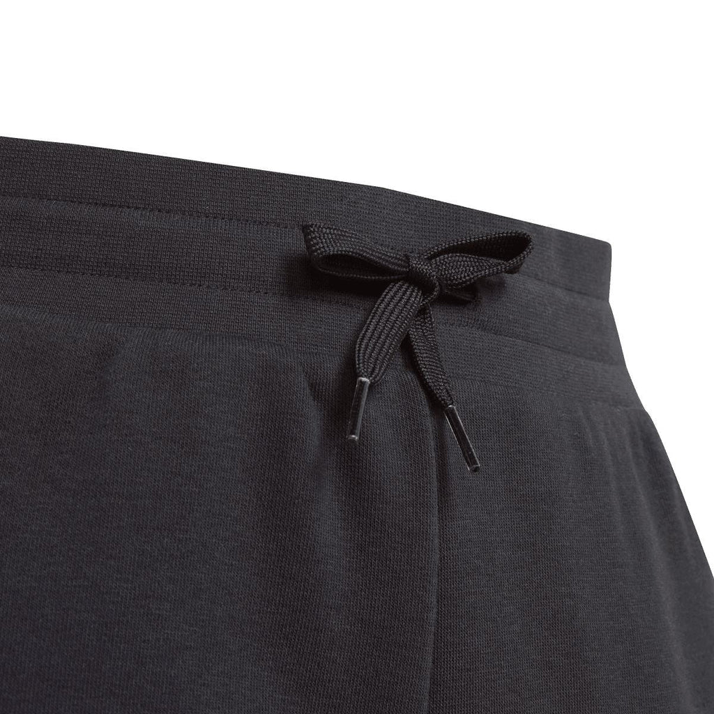 Black joggers waistband with drawstring tie and ribbed elastic hem