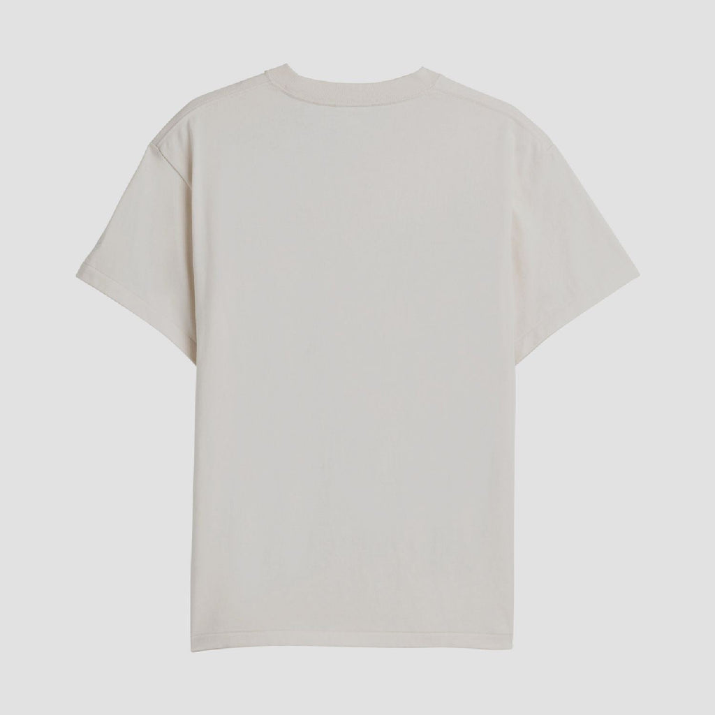 Cream plain T-shirt with short sleeves and crew neck