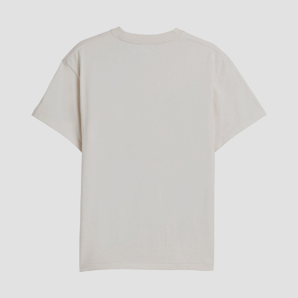 Cream plain T-shirt with short sleeves and crew neck