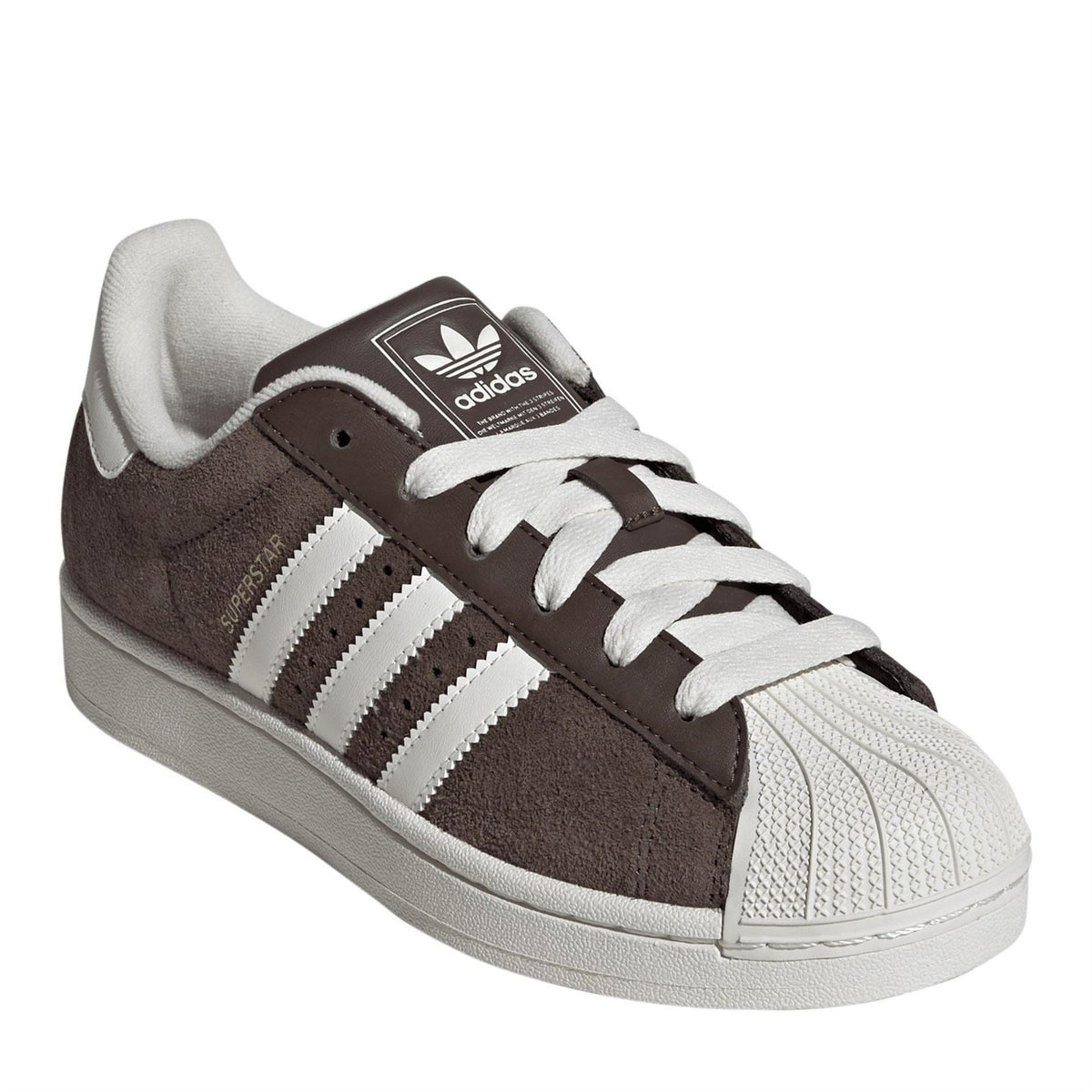 adidas Originals Superstar II sneakers, dark brown leather/suede with white toe cap and stripes