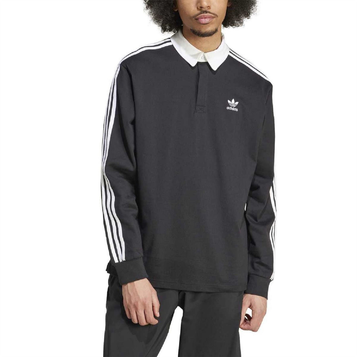 adidas Originals Adicolor rugby polo shirt with classic collar and short sleeves, in vibrant color, displayed on a plain background