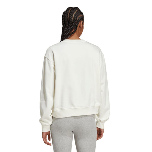 Off-white sweatshirt back view with ribbed cuffs and hem