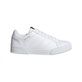 White adidas Originals Court Tourino trainers, perforated toe, lace-up front, low profile sole.