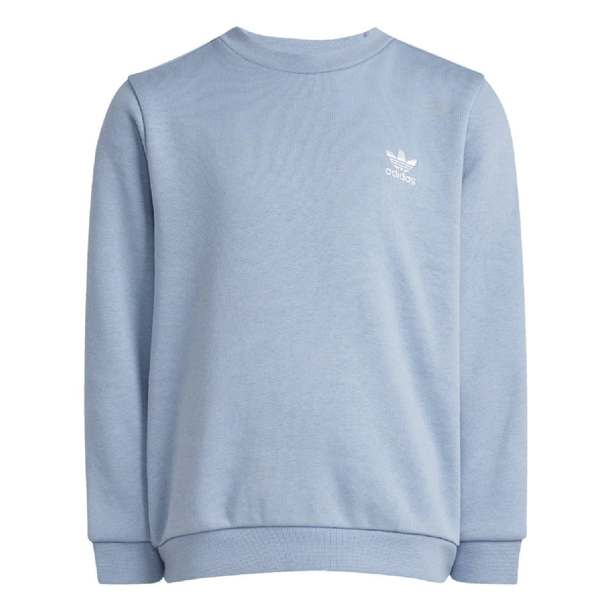 Light blue infant adidas Originals crew sweatshirt, back view.